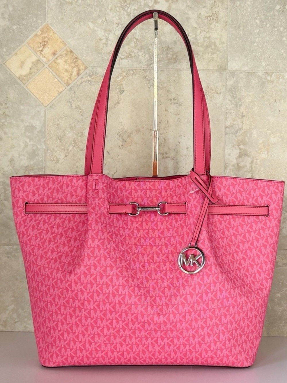 Michael Kors Carson Large Signature Logo Tote Bag | Hibiscus Pink MSRP: $398